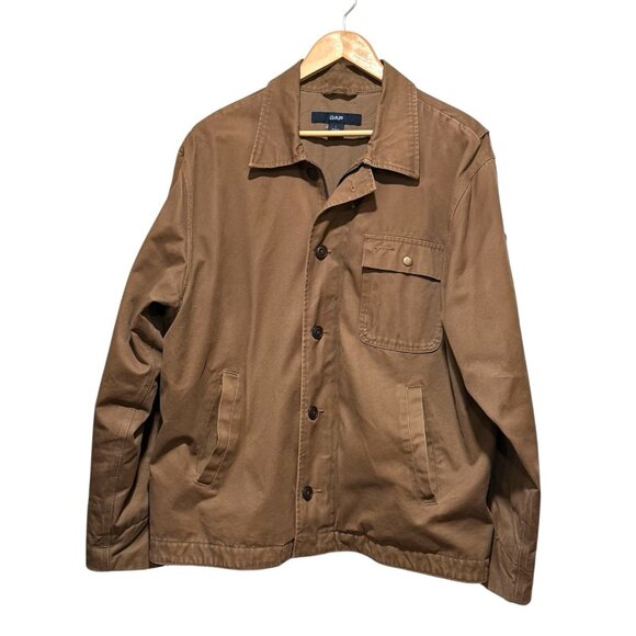 VTG 90s Y2K Chore Barn Coat Tan Work Wear Canvas Cotton Gap Jacket Mens Large - Picture 4 of 16